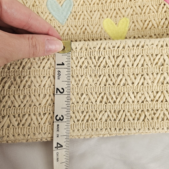 Cat & Jack Heart Patterned Woven Tote Bag Embroidered Hearts - Picture 8 of 10